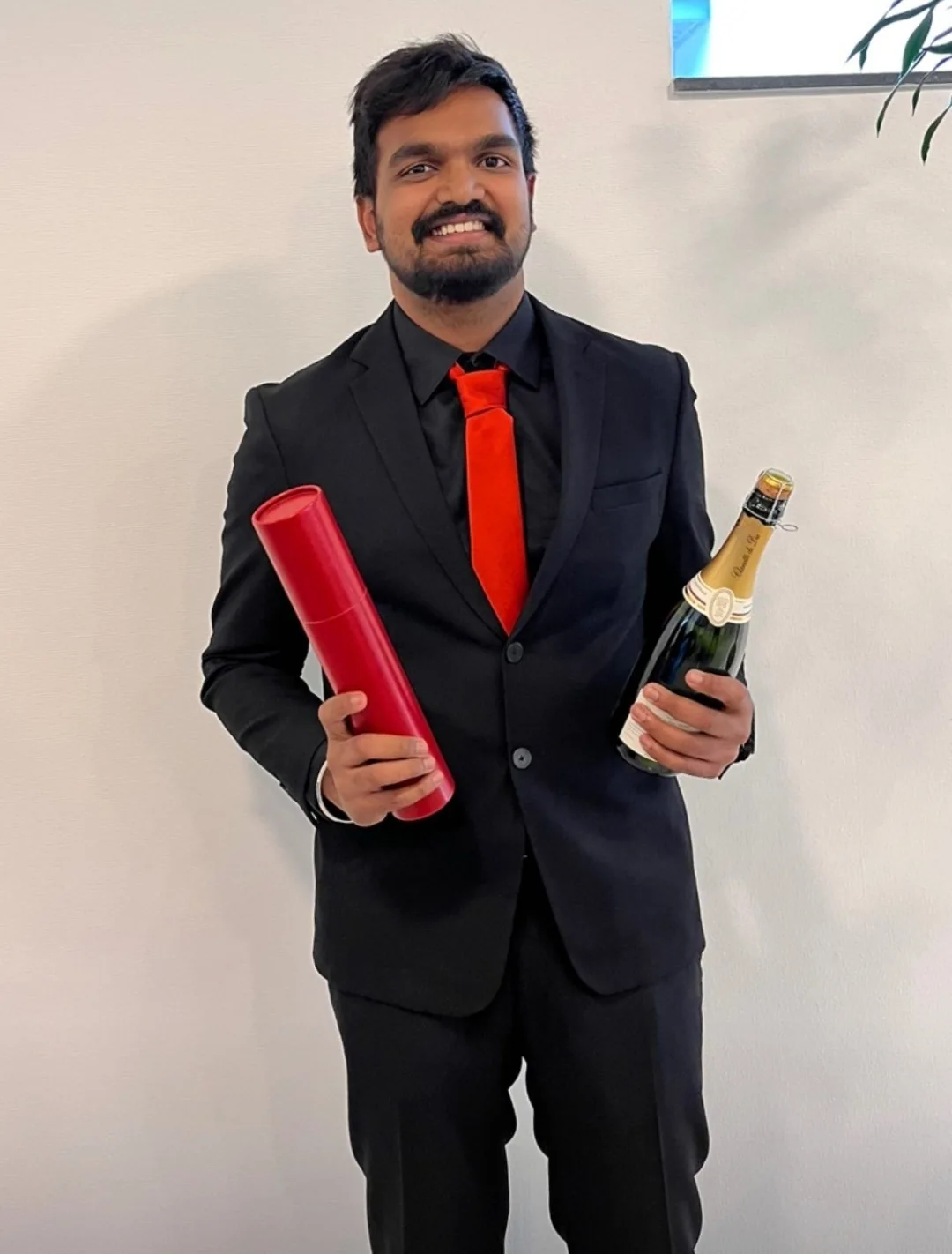 Celebrating a graduation with diploma